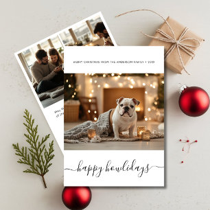 Tarjeta Festiva Elegantes Navidades Mascotas Doggie Happy Howliday