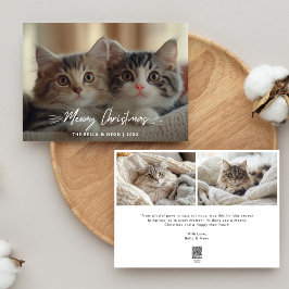 Tarjeta Festiva Elegantes Navidades Meowy Foto superpuesta
