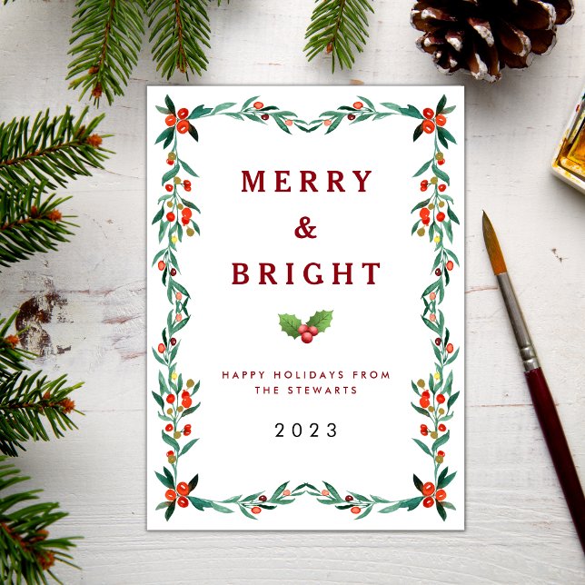 Tarjeta Festiva Elegantes Navidades merry y luminosos rojo y verde (Subido por el creador)