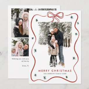 Tarjeta Festiva Elegantes Navidades Minimalistas doblan cinta de o