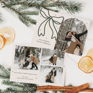 Tarjeta Festiva Elegantes Navidades Minimalistas inclinan foto fam