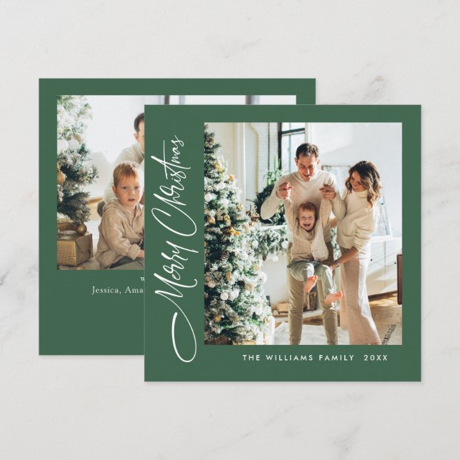 Tarjeta Festiva Elegantes Navidades Minimalistas saludan 2 foto (Anverso / Reverso)