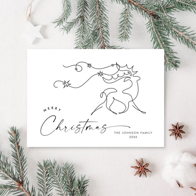 Tarjeta Festiva Elegantes Navidades Minimalistas saludo de renos (Subido por el creador)
