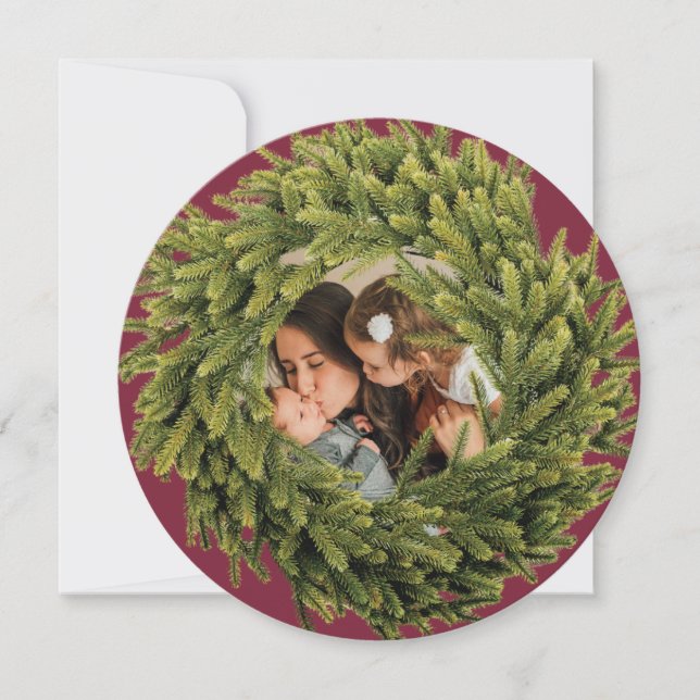 Tarjeta Festiva Elegantes Navidades modernos Wreath Photo (Anverso)