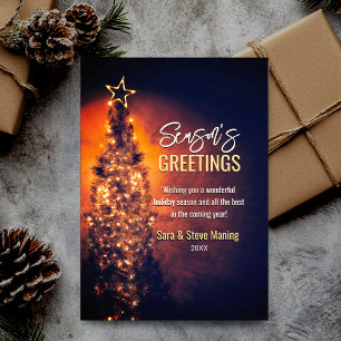 Tarjeta Festiva Elegantes Navidades negras de un árbol brillante
