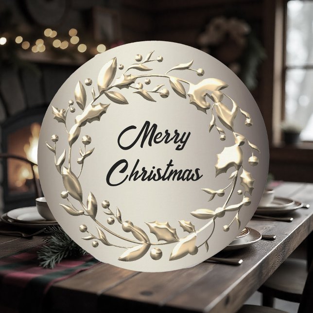 Tarjeta Festiva Elegantes Navidades Pewter y Pale Gold (Elegant Pewter and Pale Gold Christmas Card by Graphic Allusions)