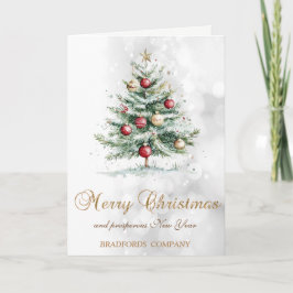 Tarjeta Festiva Elegantes Navidades Pine Tree Balls, Bokeh