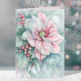 Tarjeta Festiva Elegantes Navidades Poinsettia Floral