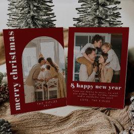Tarjeta Festiva Elegantes Navidades Red Photo Family Holiday Card