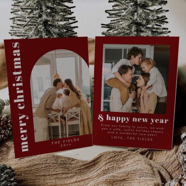 Tarjeta Festiva Elegantes Navidades Red Photo Family Holiday Card (Subido por el creador)