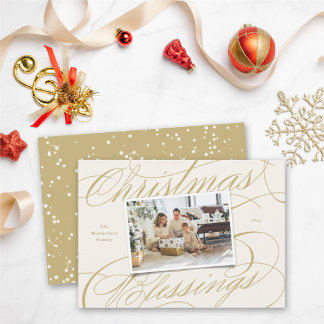 Tarjeta Festiva Elegantes Navidades religiosos bendiciendo foto ma