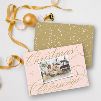Tarjeta Festiva Elegantes Navidades religiosos bendiciendo foto ma