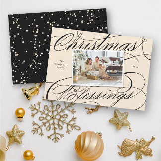 Tarjeta Festiva Elegantes Navidades religiosos bendiciendo foto ma