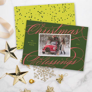 Tarjeta Festiva Elegantes Navidades religiosos bendiciendo foto ma