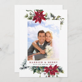Tarjeta Festiva Elegantes Navidades Saludo fotográfico de Poinsett