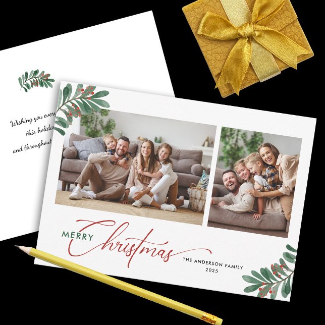 Tarjeta Festiva Elegantes Navidades Tipografía 2 fotos (Subido por el creador)