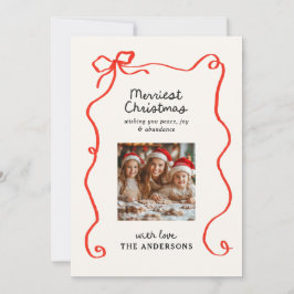 Tarjeta Festiva Elegantes Navidades tradicionales del arco rojo