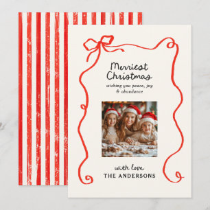 Tarjeta Festiva Elegantes Navidades tradicionales del arco rojo