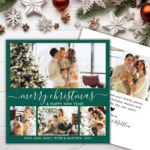 Elegantes Navidades verdes y blancos de 4 Collages