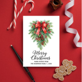 Tarjeta Festiva Elegantes Navidades Wreath Holiday