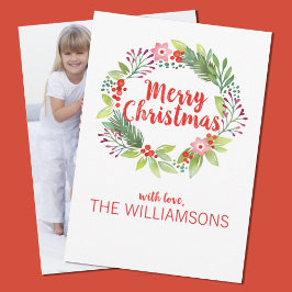 Tarjeta Festiva Elegantes Navidades Wreath Photo Holiday Card