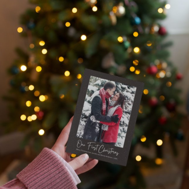 Tarjeta Festiva Elegantes Nuestros Primeros Copos De Nieve Casados (Subido por el creador)