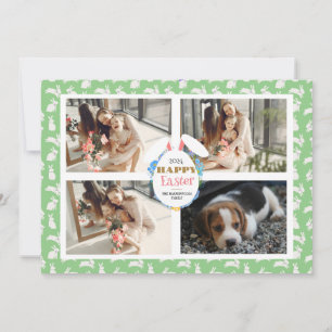 Tarjeta Festiva Elegantes orejas felices de Pascua Huevos Foto fam