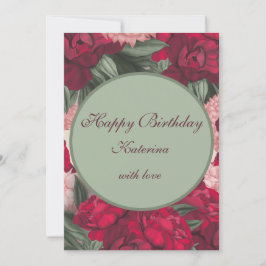 Tarjeta Festiva Elegantes Peonies Feliz cumpleaños