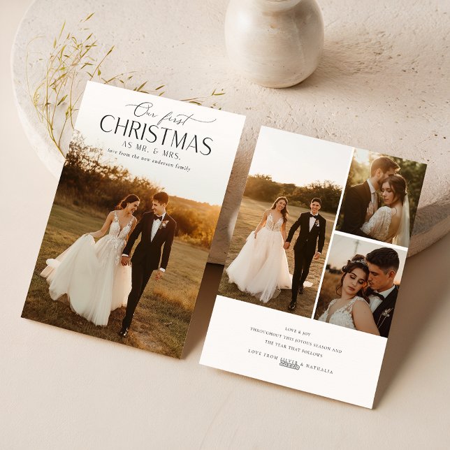 Tarjeta Festiva Elegantes primeros Navidades casados 4 fotos recié (Subido por el creador)