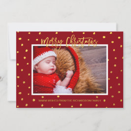 Tarjeta Festiva Elegantes puntos de oro rojo merry Personalizado d