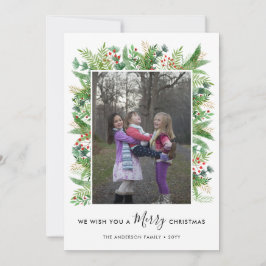 Tarjeta Festiva Elegantes ramas navideñas de los cerezos Berries 2