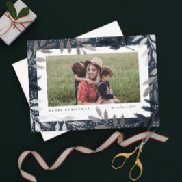 Tarjeta Festiva Elegantes ramas plateadas 3 Navidades de fotografí