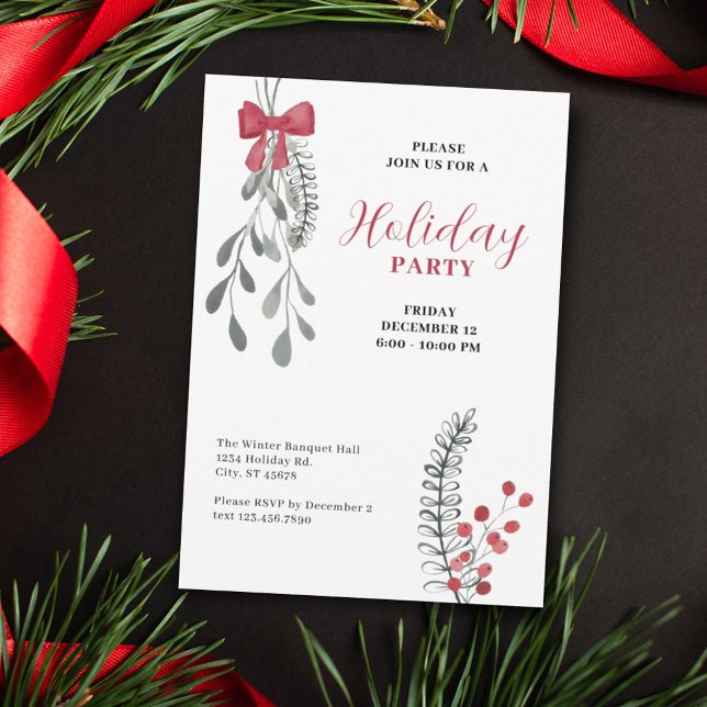 Tarjeta Festiva Elegantes ramas y Fiesta de Navidades Bow (Subido por el creador)