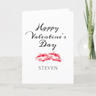Tarjeta Festiva Elegantes San Valentín Besos Rojos Amor Personaliz