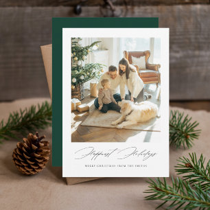 Tarjeta Festiva Elegantes vacaciones felices Navidades familiares 