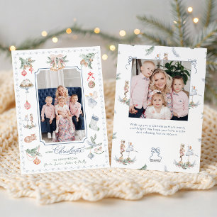 Tarjeta Festiva Elementos Navideños de Acuarela Caprichosos Foto