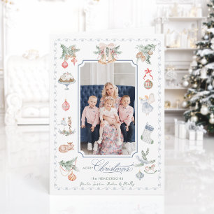 Tarjeta Festiva Elementos Navideños de Acuarela Caprichosos Foto