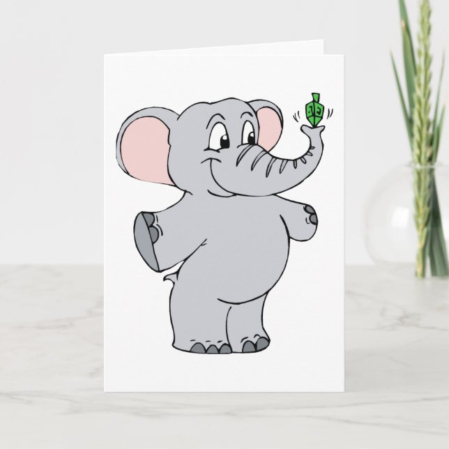 Tarjeta Festiva Elephant Dreidel (Anverso)
