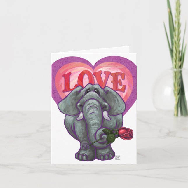 Tarjeta Festiva Elephant El día de San Valentín (Anverso)