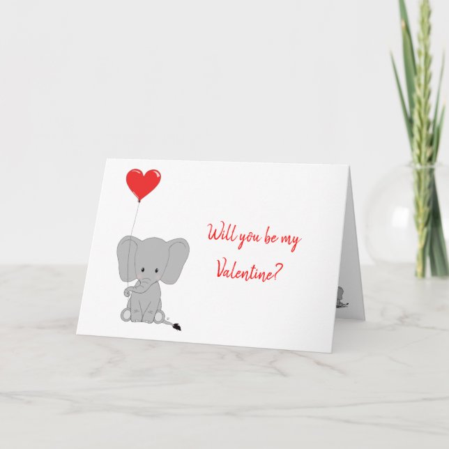 Tarjeta Festiva Elephant Love Heart Balloon Card (Anverso)