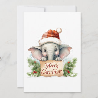 Tarjeta Festiva Elephant Merry Christmas