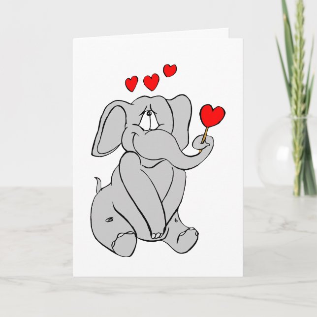 Tarjeta Festiva Elephant Valentine (Anverso)