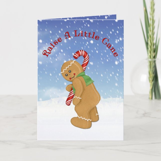 Tarjeta Festiva Elevar Un Pequeño Cañón Navidades Doblados (Anverso)