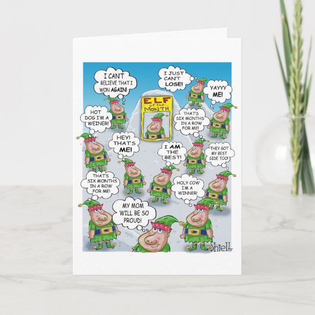 Tarjeta Festiva Elf del mes (Anverso)