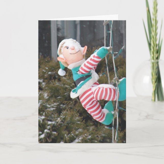 Tarjeta Festiva Elf en Nieve, Navidades (Anverso)