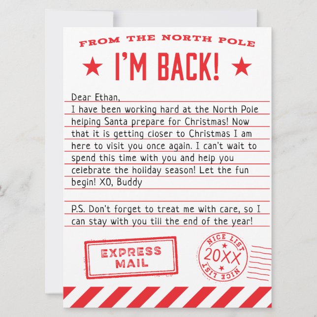 Tarjeta Festiva Elf está de vuelta (Anverso)