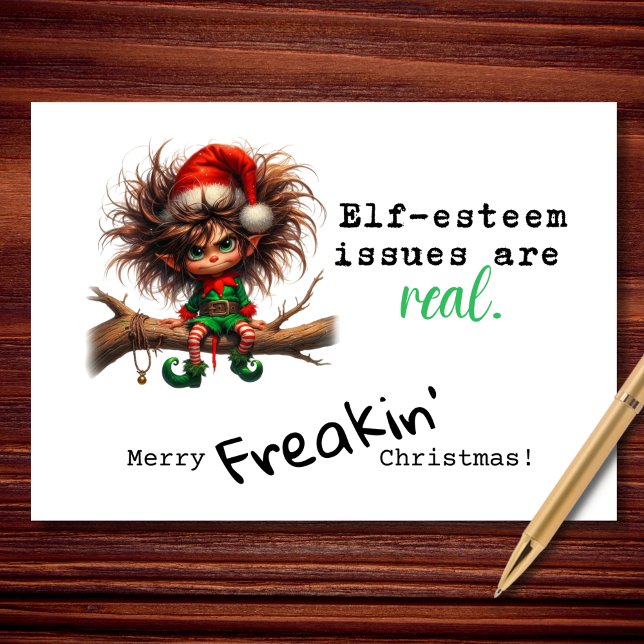 Tarjeta Festiva Elf Esteem emite graciosos Navidades sarcásticos (Subido por el creador)