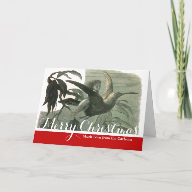 Tarjeta Festiva Elf Fairies Elves Moon Night Scene Bird Flying (Anverso)