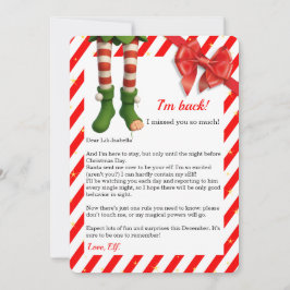 Tarjeta Festiva Elf Letter “I’m Back” | Funny North Pole Arrival 