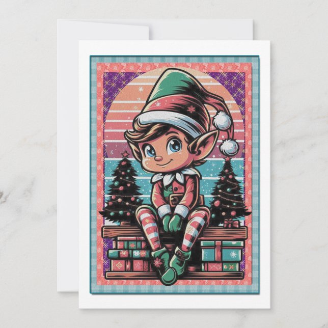Tarjeta Festiva Elf navidades (Anverso)